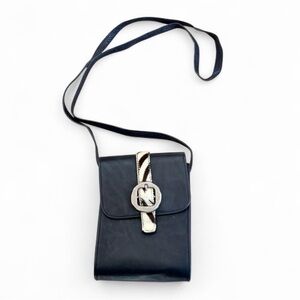 Vintage Nina Arjani Leatherock Zebra Black Leather Crossbody Bag 90s Rare Y2K